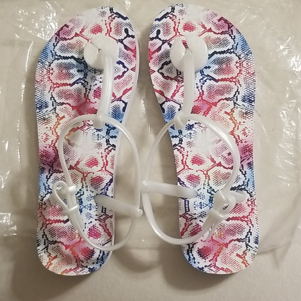Shein snakeskin inside print white sandals